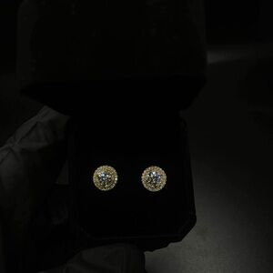 Elegant Gold and Silver Diamond Stud Earrings